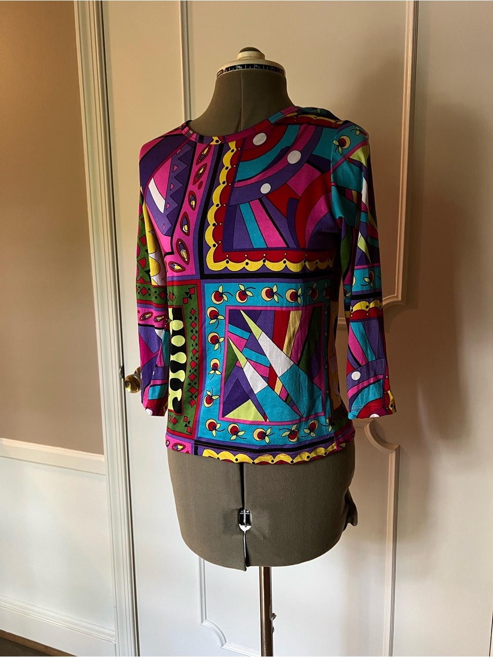 Colorblock Geometric Long Sleeve Tee - Multi - Picture 2 of 3